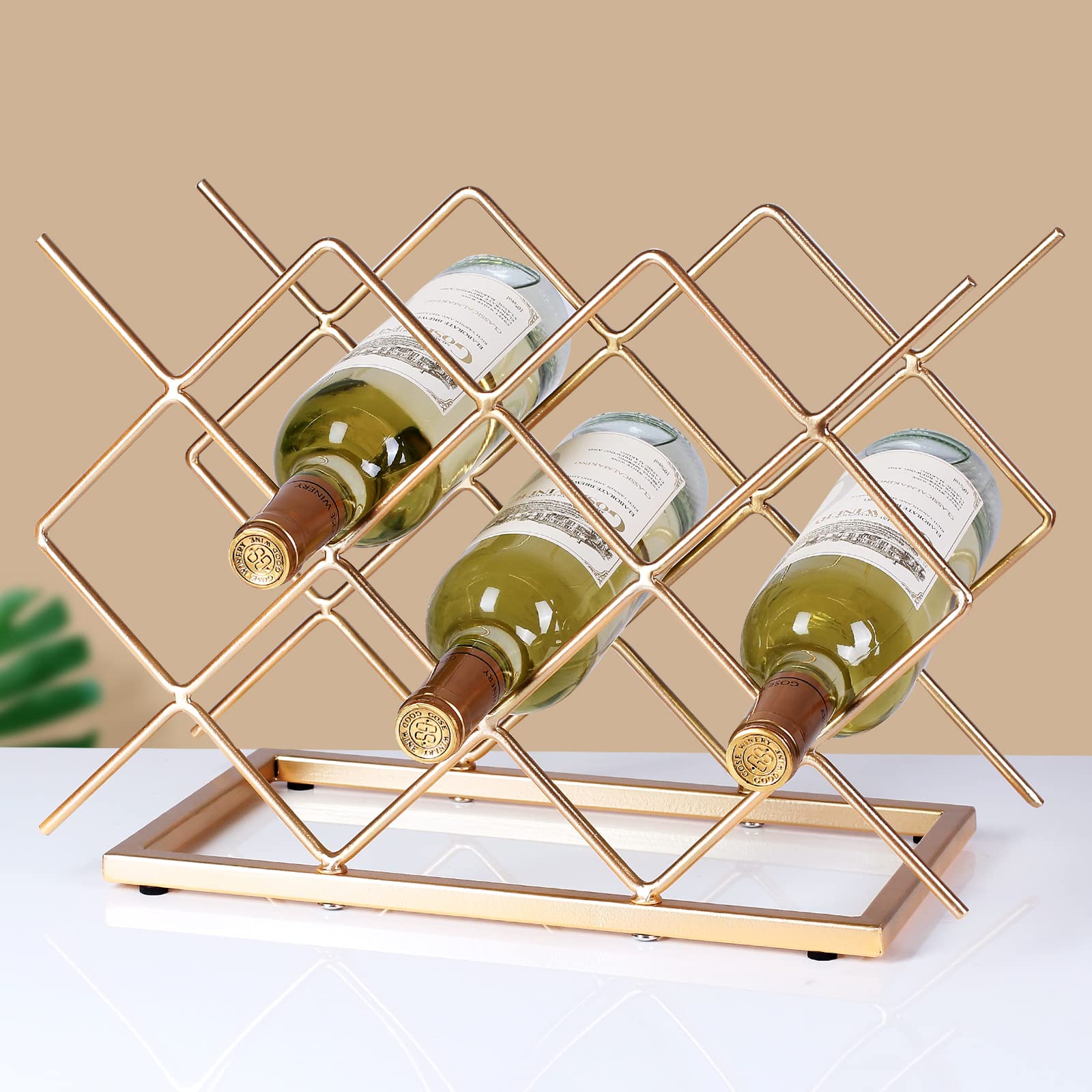 Drincarier tabletop wine rack stand keeps bottles organized and accessible.
