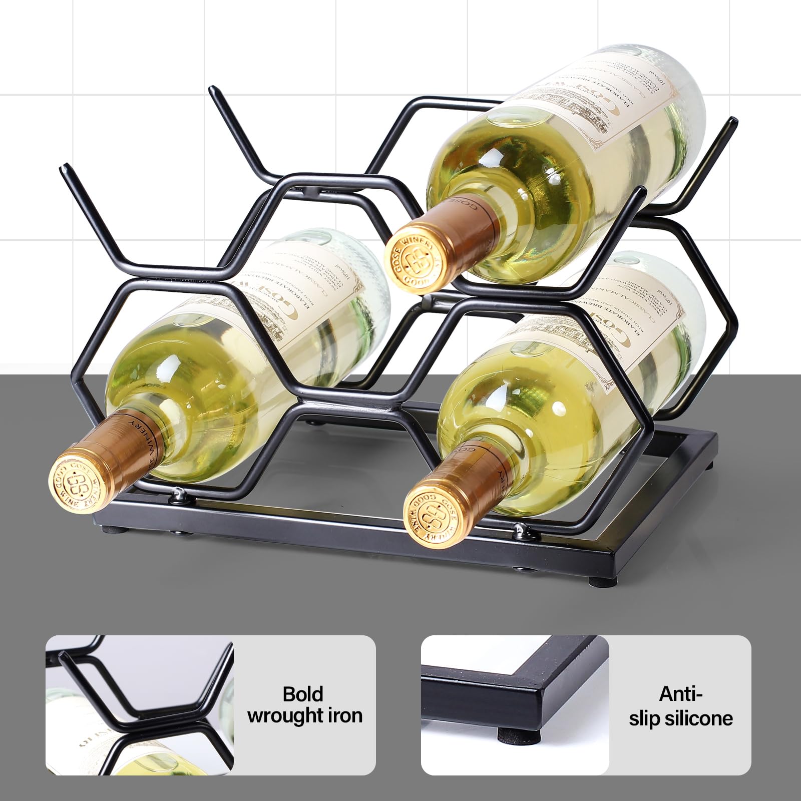 Drincarier sturdy iron construction keeps bottles stable with minimal wobble.