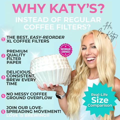 Drink Katy's 13x5 basket compatibility for common commercial brewers ensures easy fit.