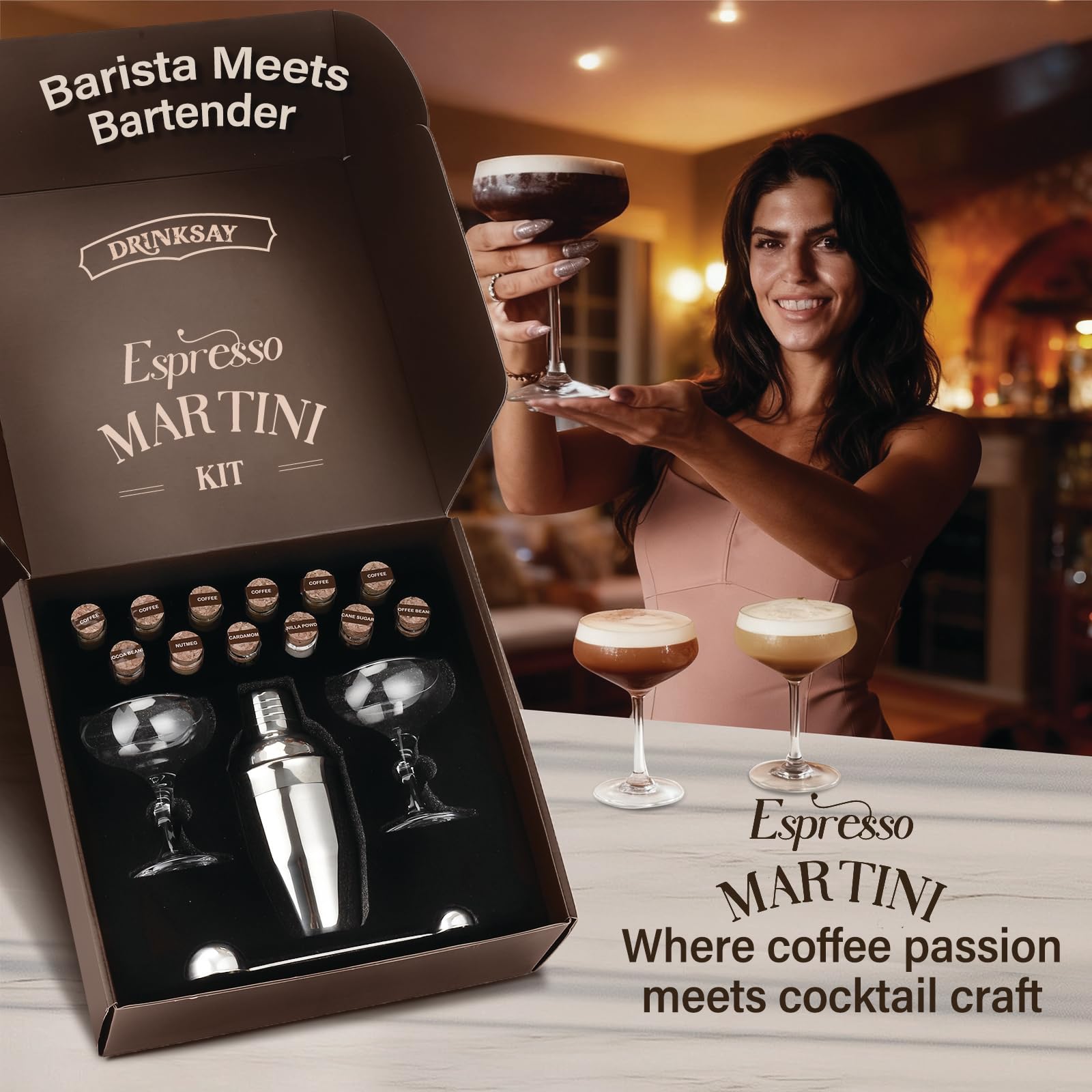 DrinkSay Espresso Martini Kit botanicals for flavor depth and balance