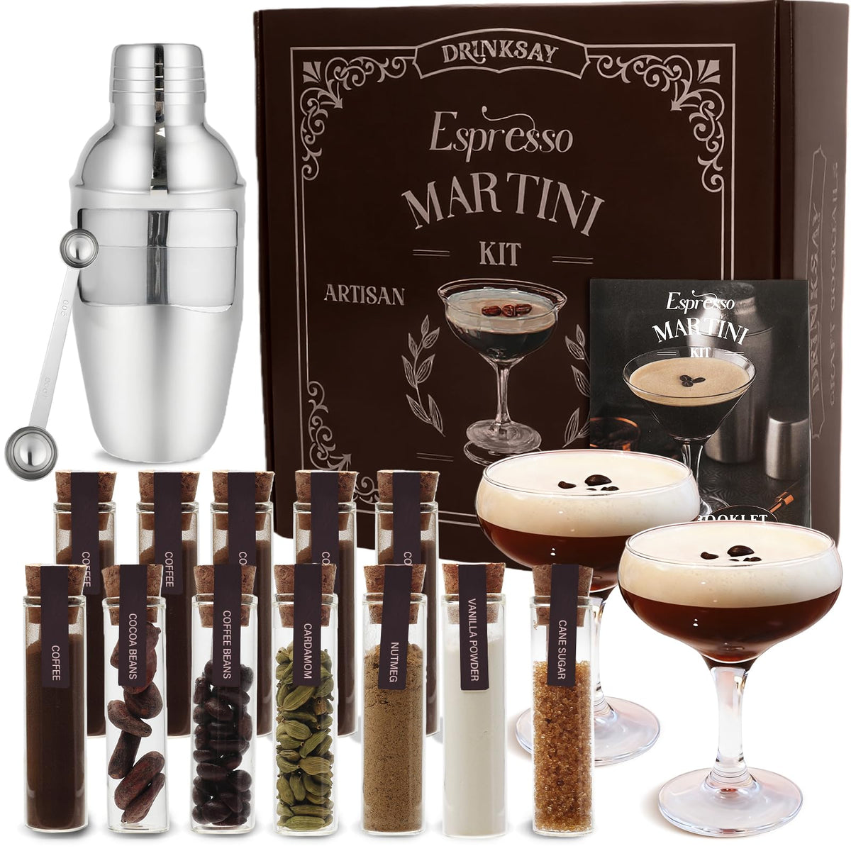 DrinkSay Espresso Martini Kit shaker for home bartending and premium cocktails