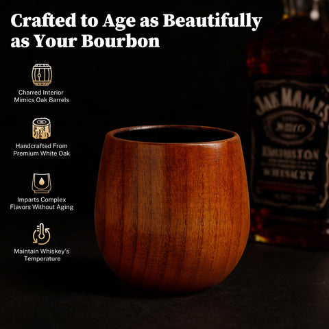 DrinkSay oak wood handcrafted design elevates your home bar with authentic bourbon character.