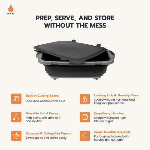 Drip EZ Original-size prep tub suitable for marinades and meal prep
