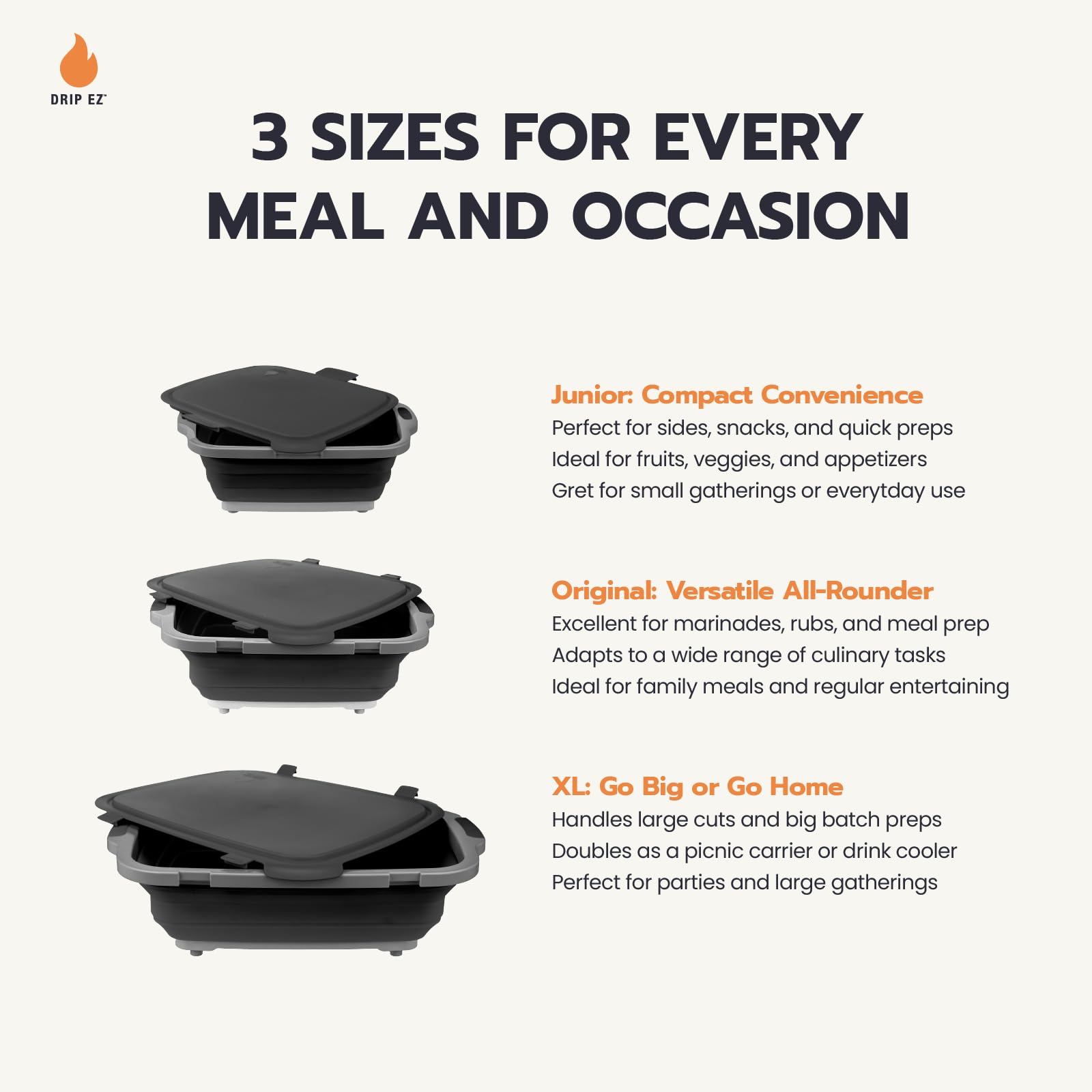 Drip EZ collapsible-design highlights space-saving storage and easy transport.