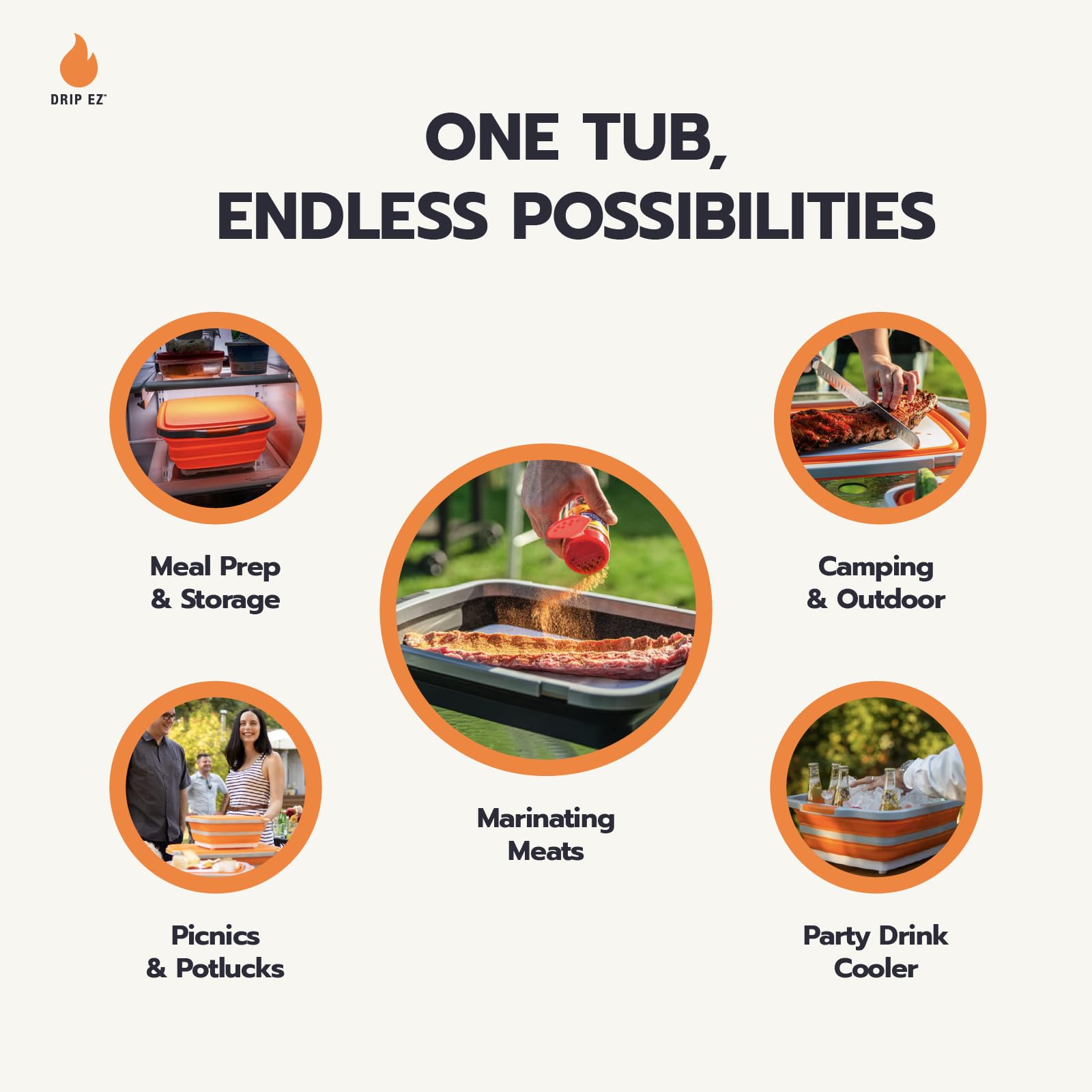 Drip EZ non-slip-base image shows stable prep on any counter.