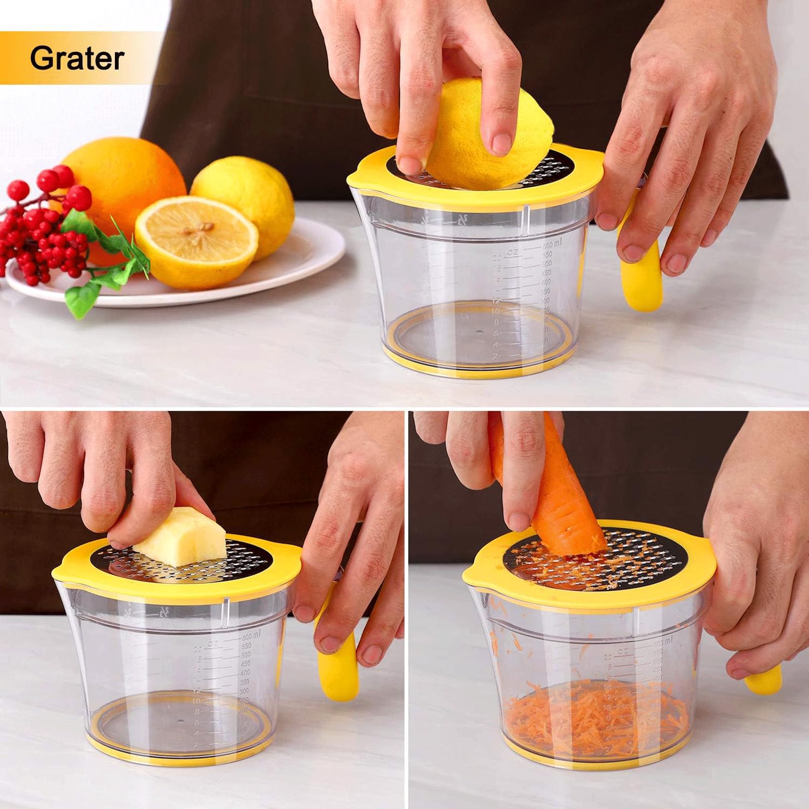 Drizom Citrus Juicer garlic-grater function for garlic and ginger.