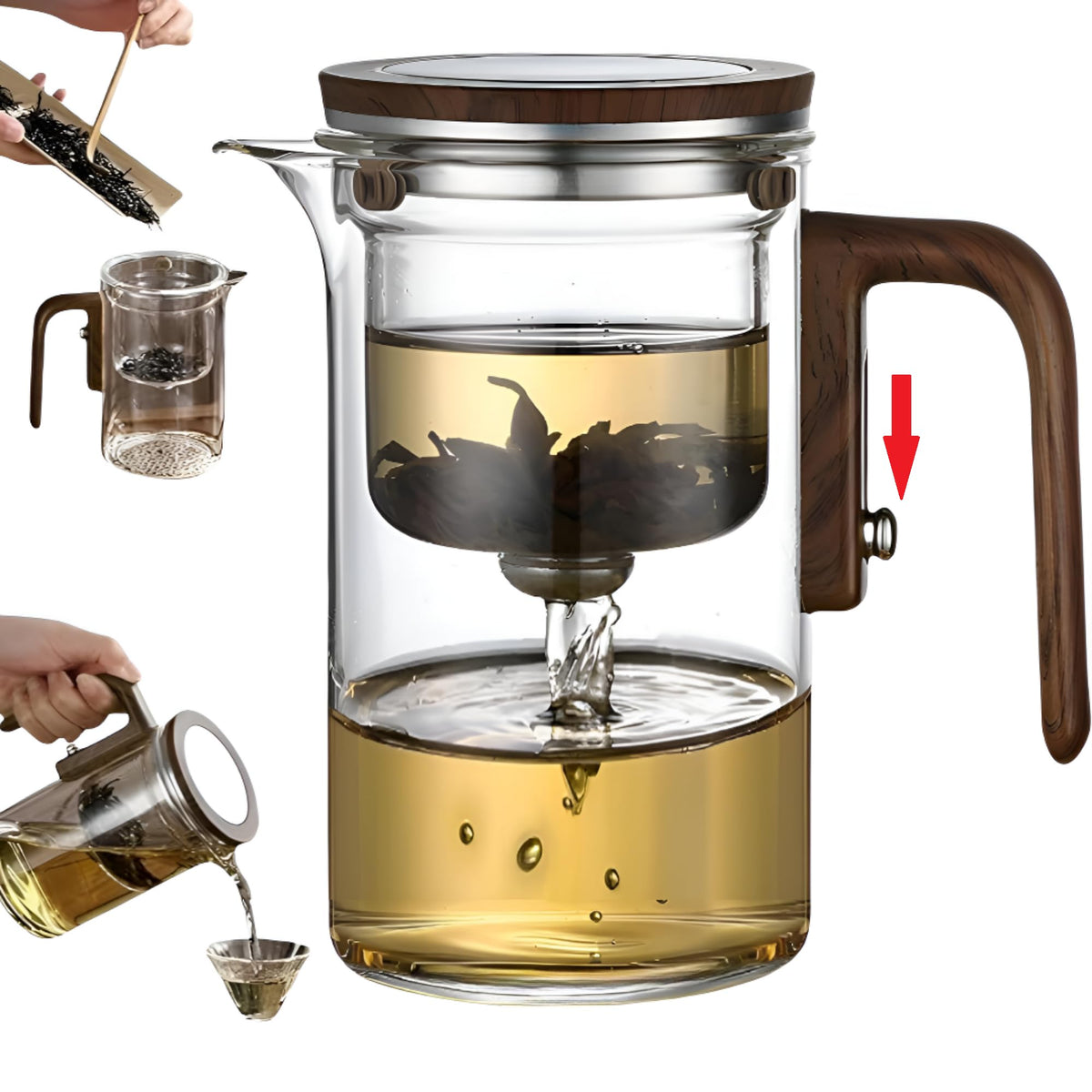 DRNKNSTX Enchanted Tea Pot - front view shows clear glass and sleek design for brewing