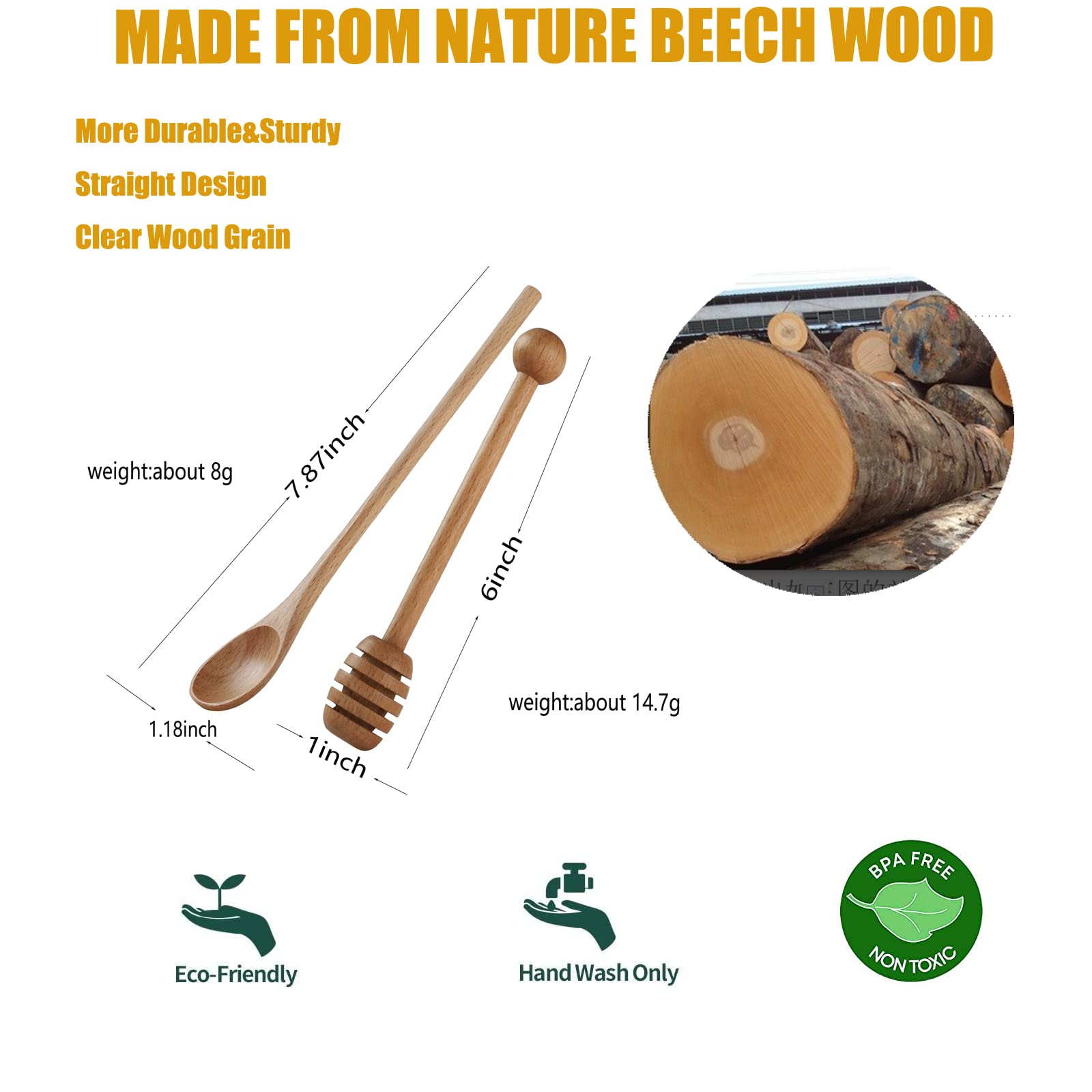 Close-up of beech wood grain on a DROENTIL utensil showing natural handmade character.