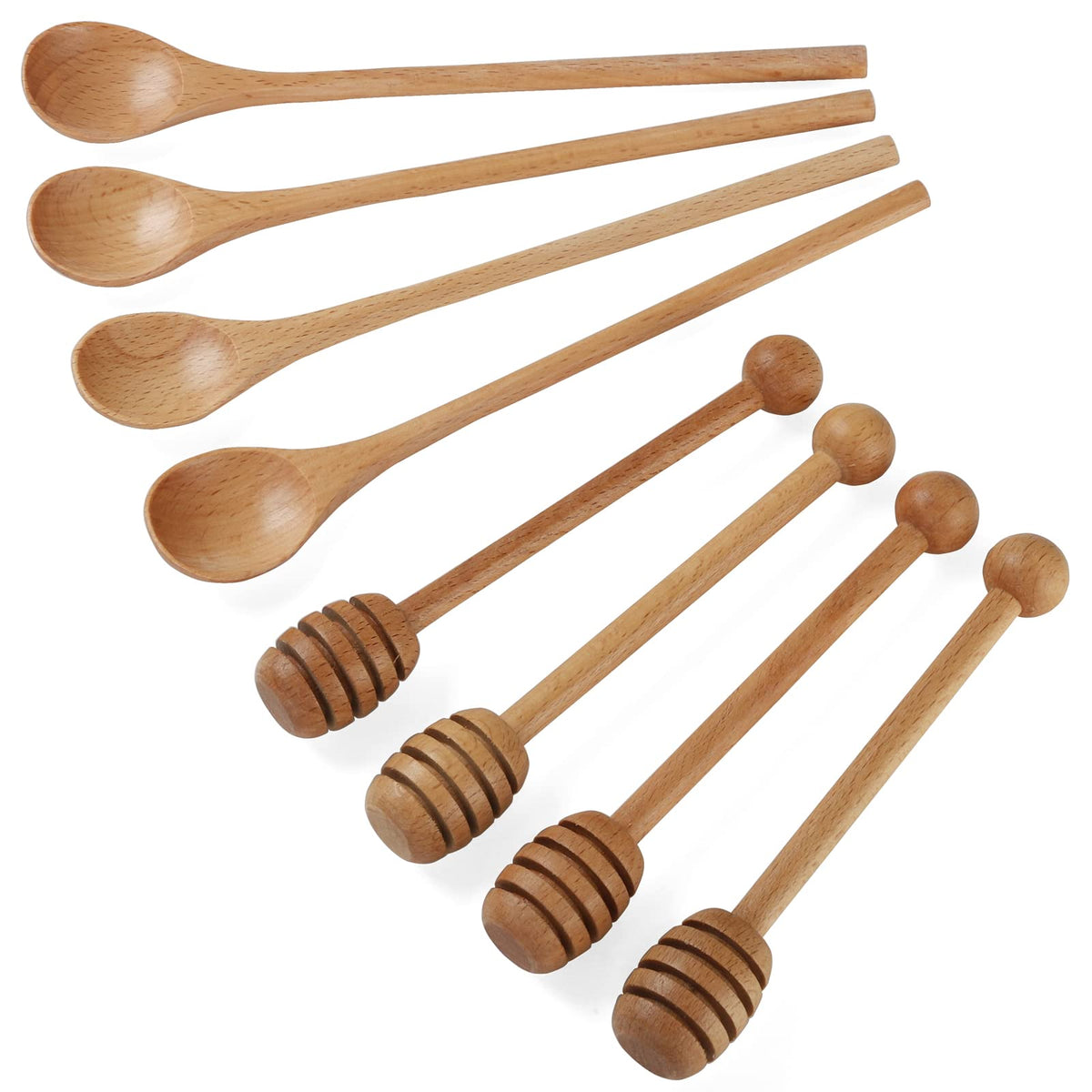 DROENTIL honey dipper in beech wood with a smooth finish for drizzle use.