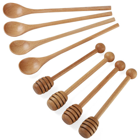 DROENTIL honey dipper in beech wood with a smooth finish for drizzle use.