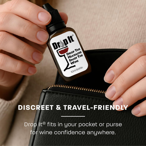Drop It Wine Drops original compact packaging fits in purse or pocket