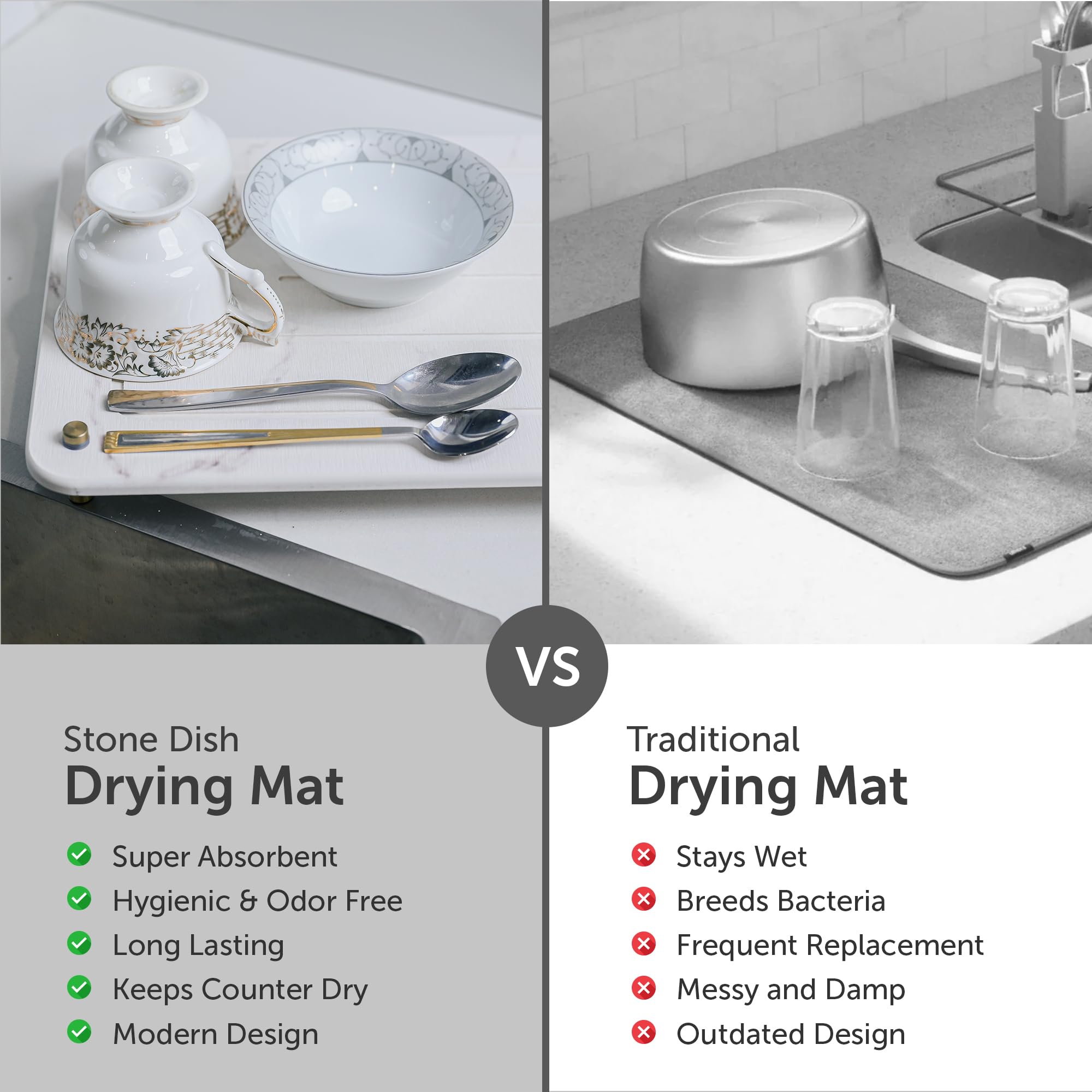 Dropereum mat promotes airflow to speed drying and protect surfaces.