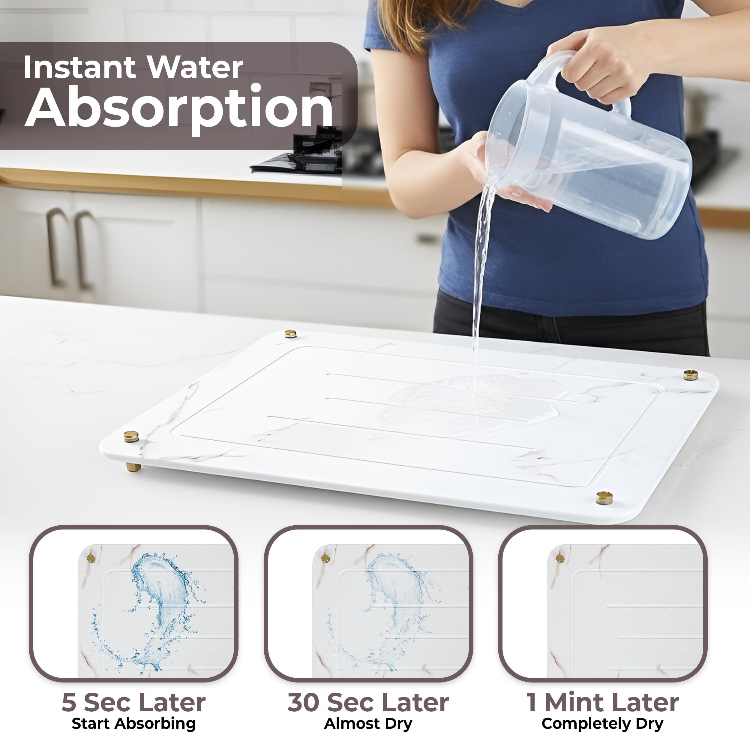 Dropereum diatomaceous earth surface provides rapid moisture absorption.