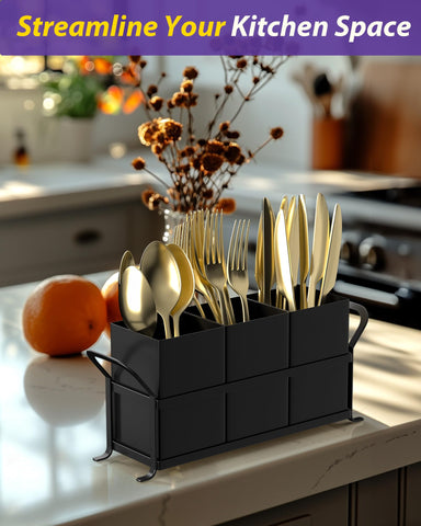 DRPORONYN silverware caddy is compact and portable for gatherings and picnics.