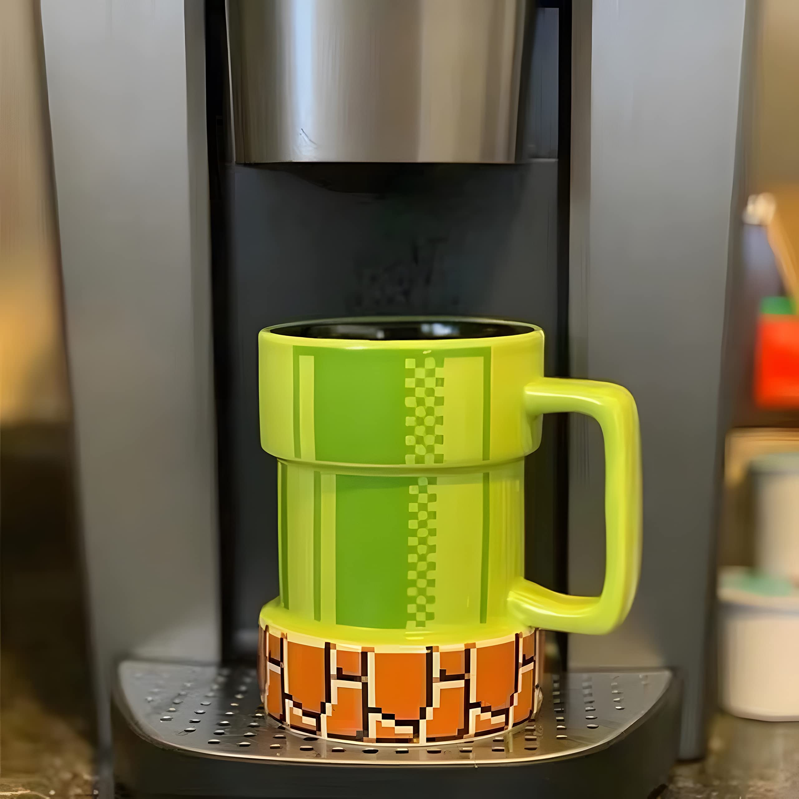 Drtupe Super Mario Warp Pipe Mug graphic detail; iconic warp pipe artwork.