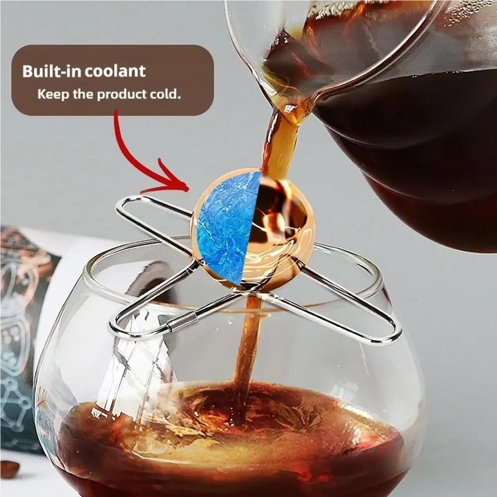 DrvixRex stainless steel cooling ball alone on a mug
