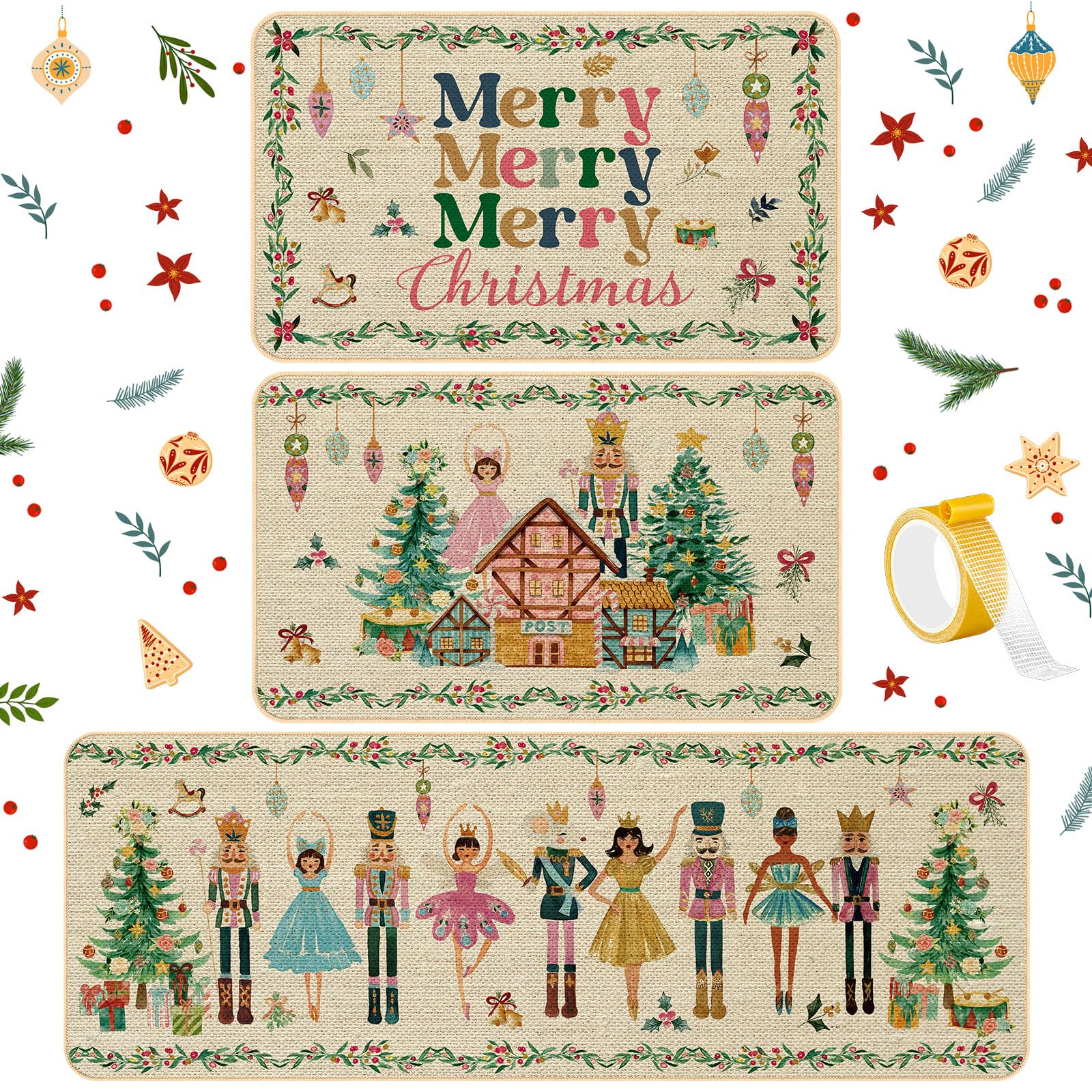 Drydiet Christmas nutcracker mat design 1 with non slip safety