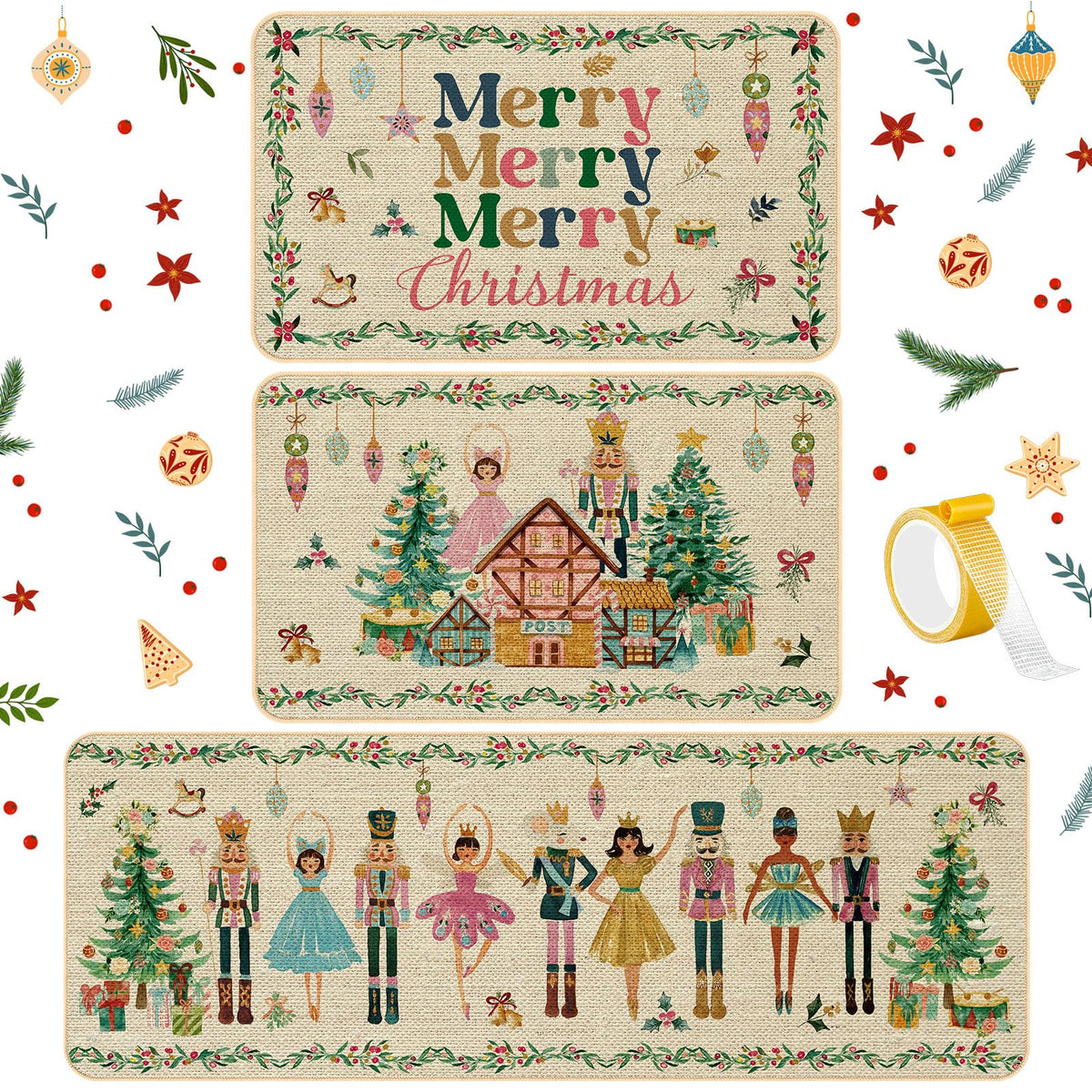 Drydiet Christmas nutcracker mat design 1 with non slip safety