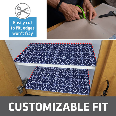 Drymate Indigo slip-resistant backing keeps liners in place during use.