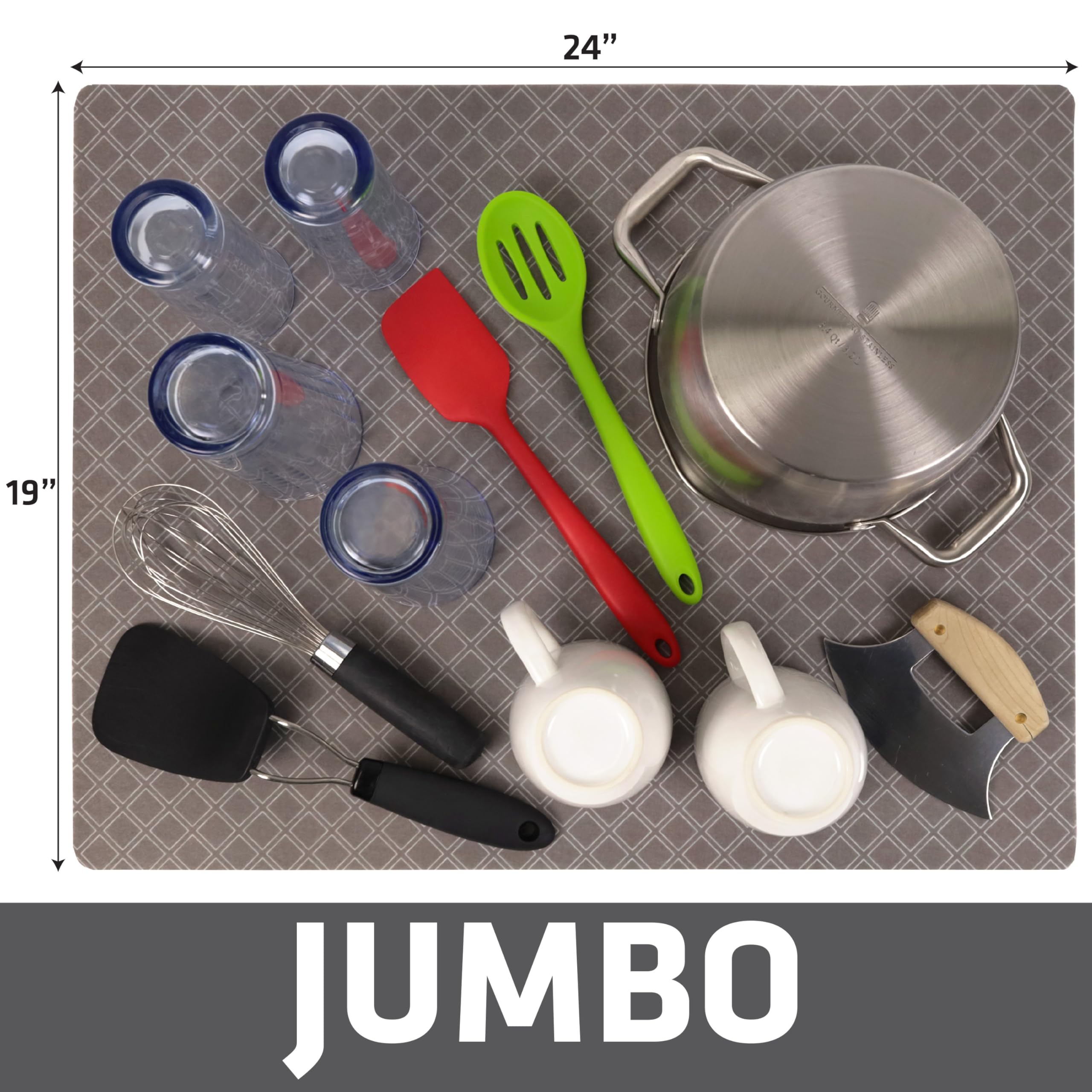 Drymate Jumbo XL slip-resistant surface keeps the mat in place during drying.