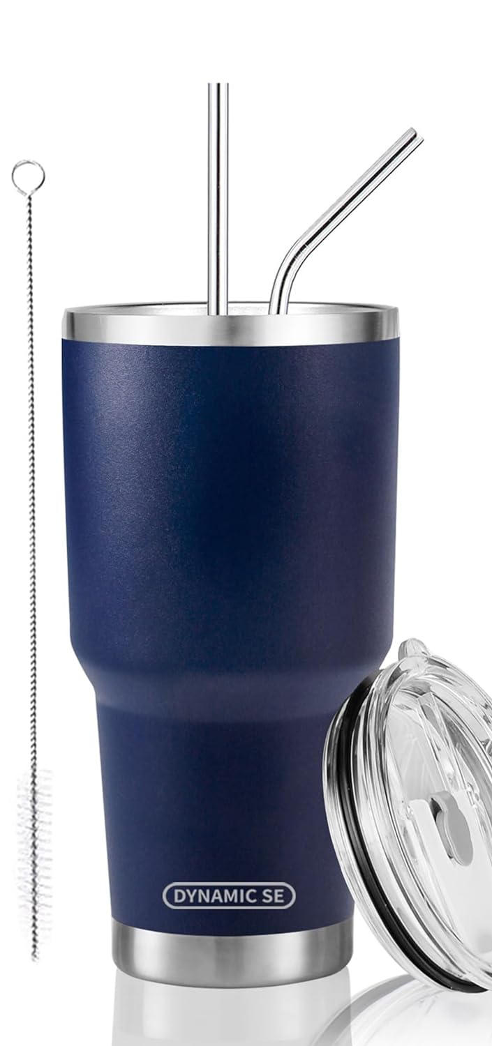 D·S 30 oz navy tumbler with leak-proof lid for secure on-the-go hydration.