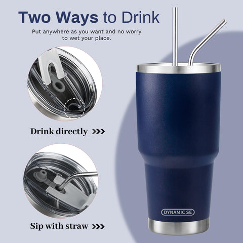 D·S straw cleaning brush included for quick maintenance of the tumbler.