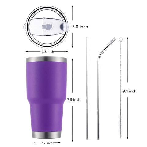 DS 30oz purple tumbler insulation detail shows double wall design