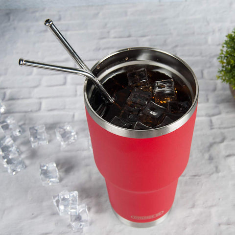 D·S 30oz red tumbler with straw cleaning brush for easy maintenance