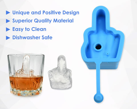 DS Middle Finger Ice Cube Mold works well with whiskey, cocktails, and coffee.