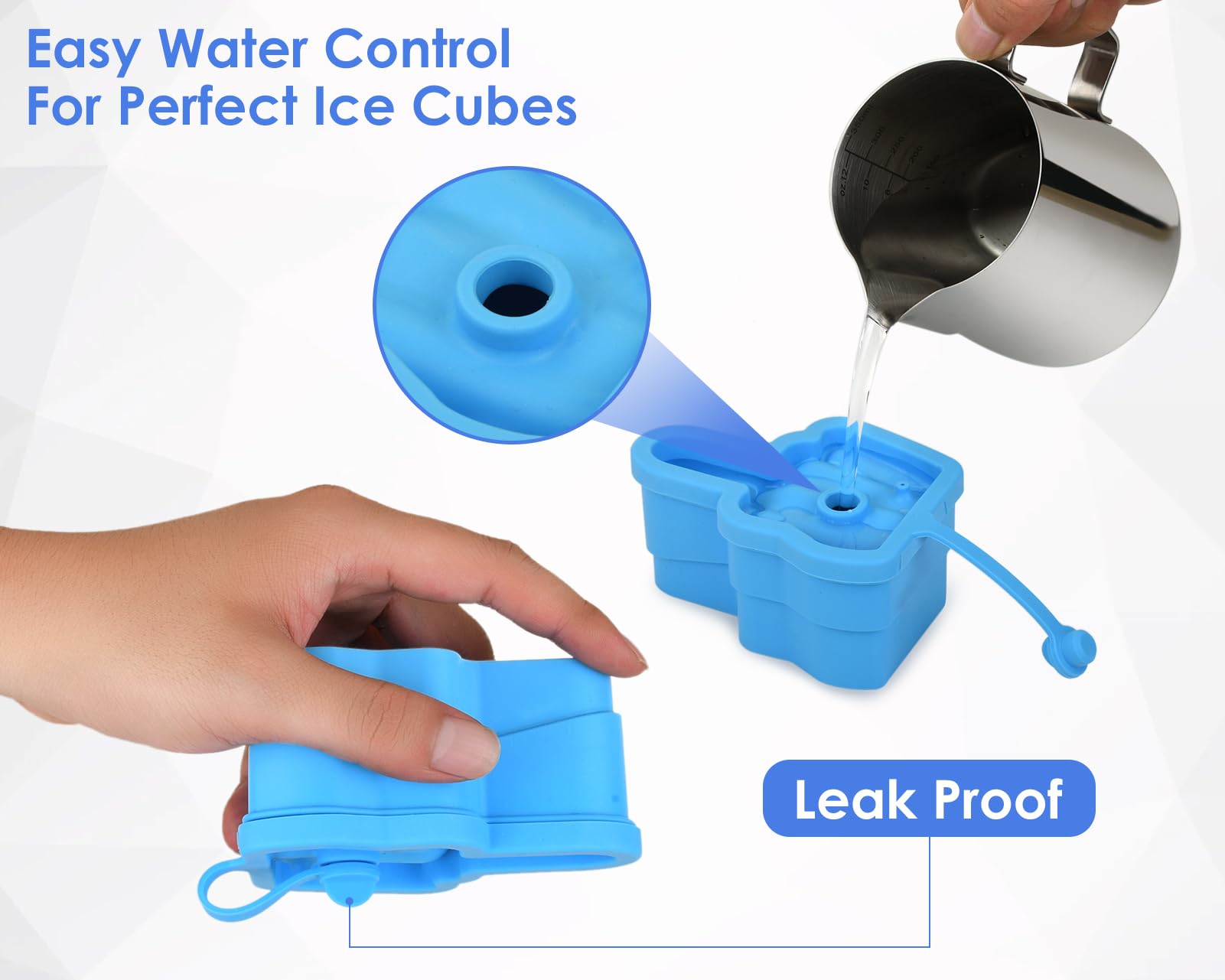 DS Middle Finger Ice Cube Mold in glass demonstrates leak-proof, perfectly formed cubes.