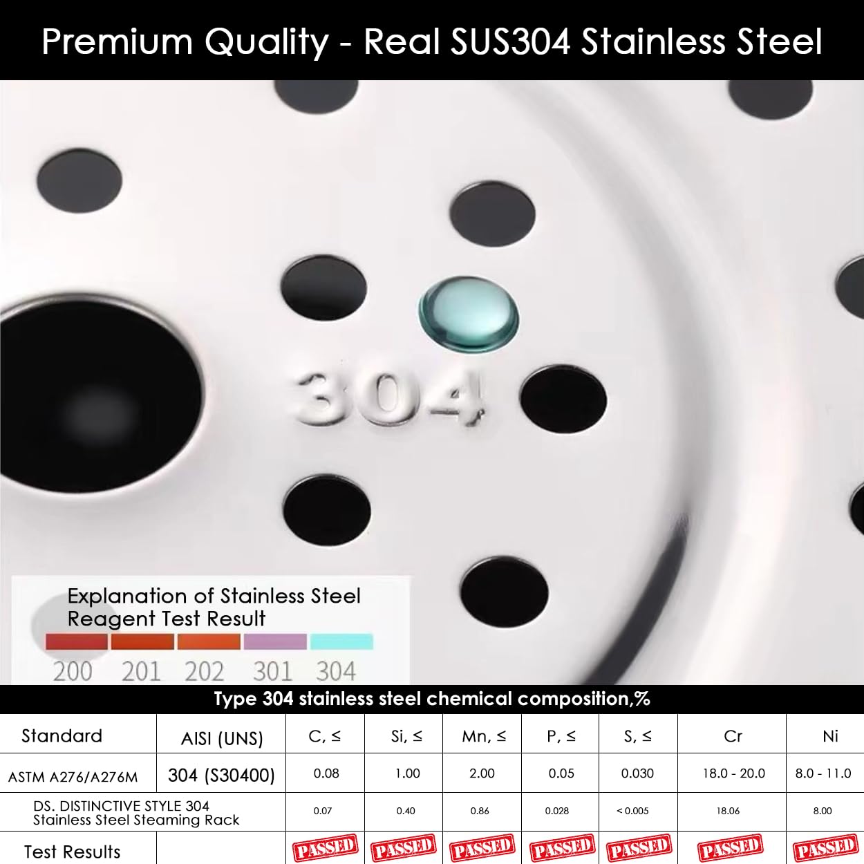 DS. DISTINCTIVE STYLE steamer rack with removable legs for adjustable height.