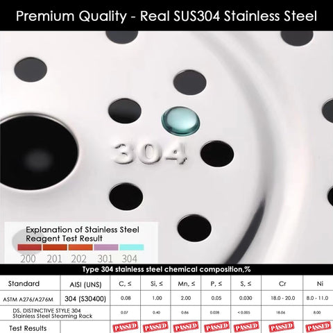 DS. DISTINCTIVE STYLE steamer rack with removable legs for adjustable height.