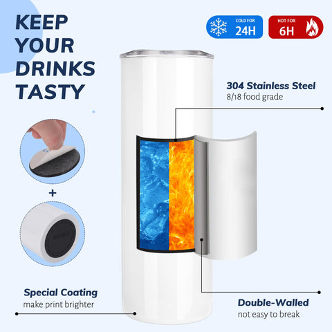 D·S sublimation-coated tumbler delivers bright, durable prints on white surfaces.