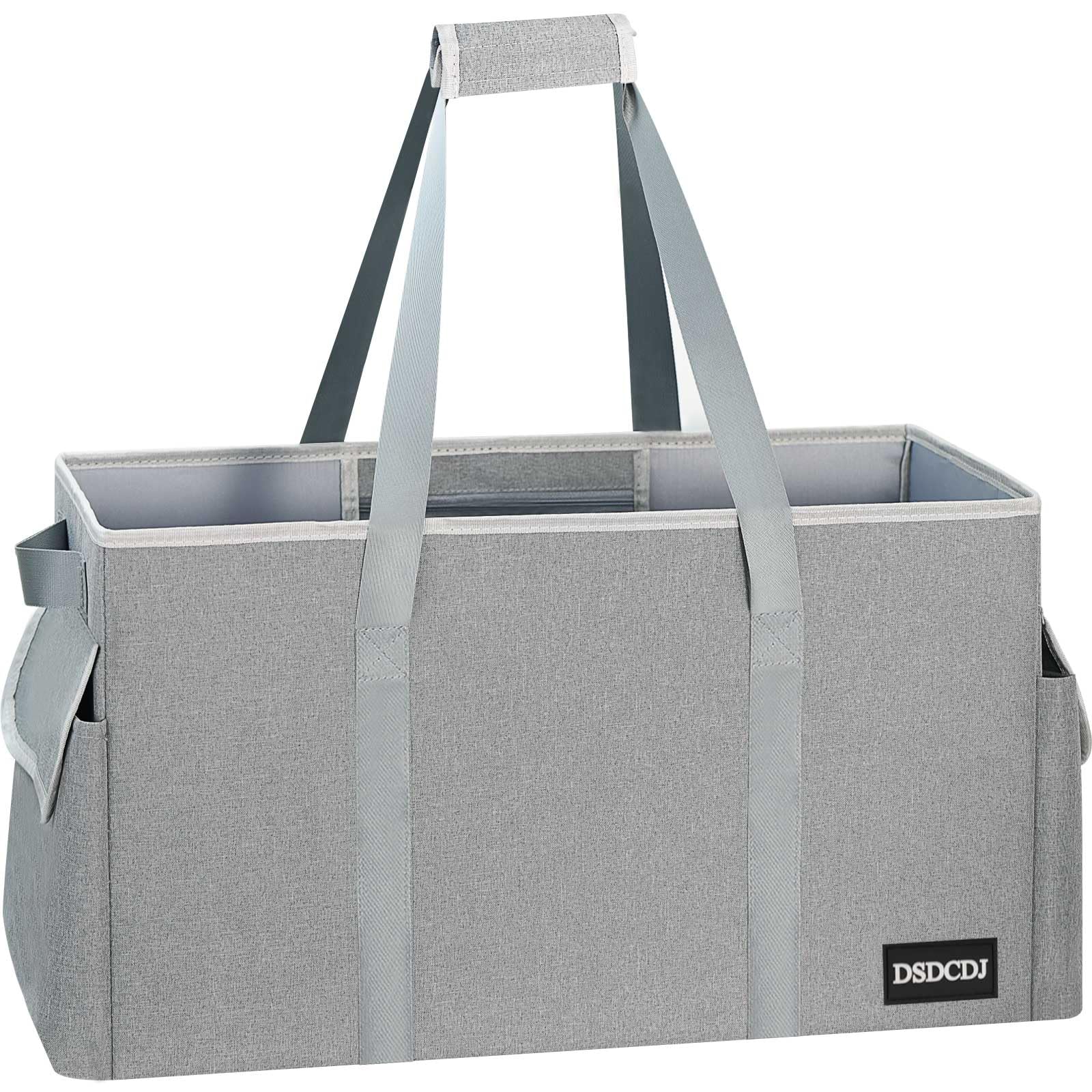 DSDCDJ standing extra-large tote with hard bottom provides stable support for groceries and bulky items.