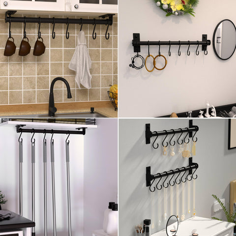 Dseap black aluminum rail supports heavy utensils safely.