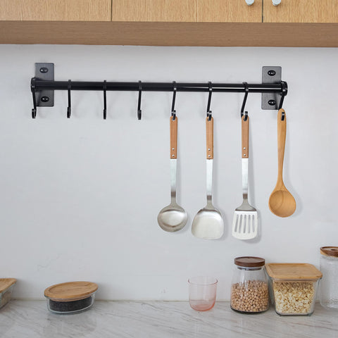 Dseap utility rail doubles as broom or accessory organizer.