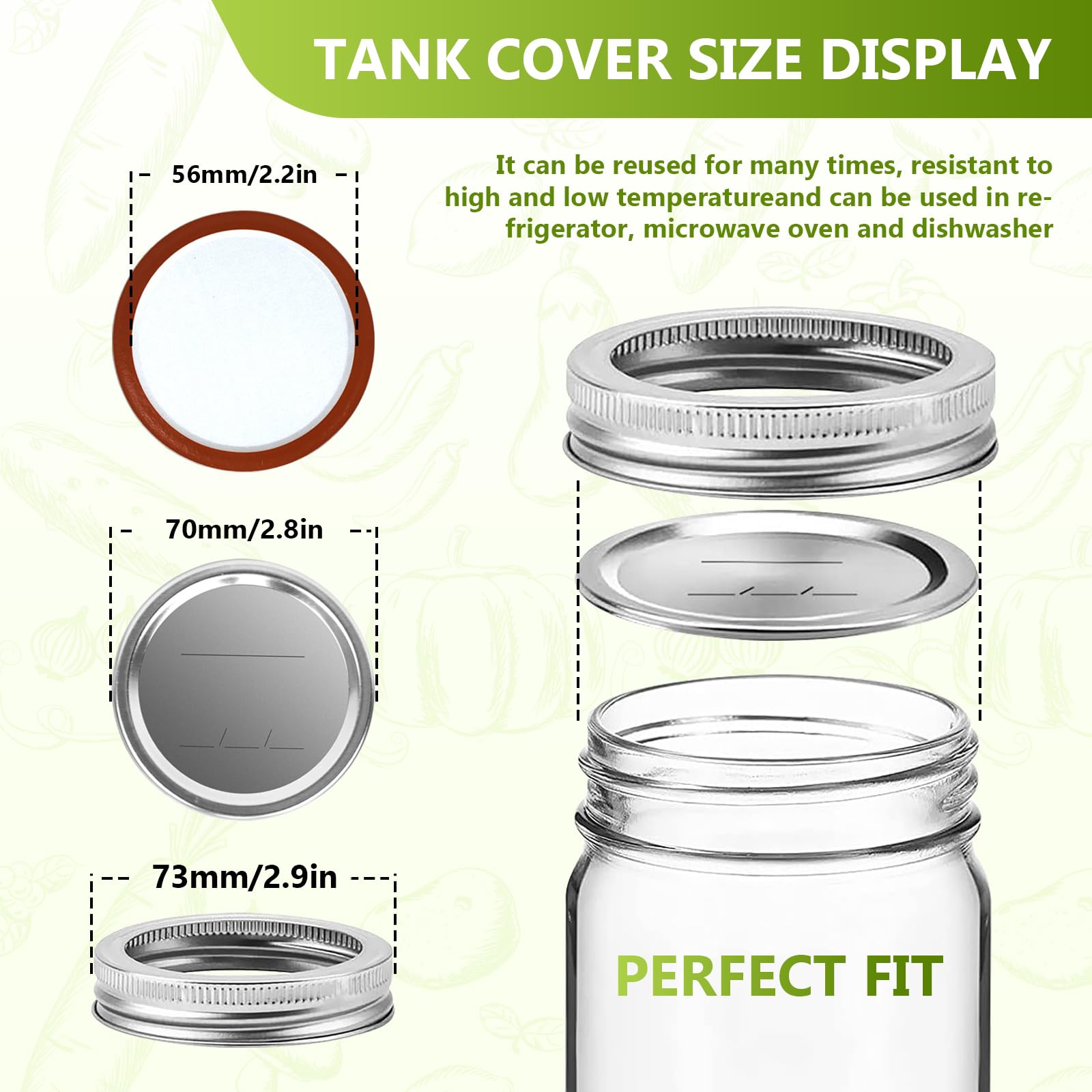 DSJIFGEW reusable rings complement single-use lids for eco-friendly storage.