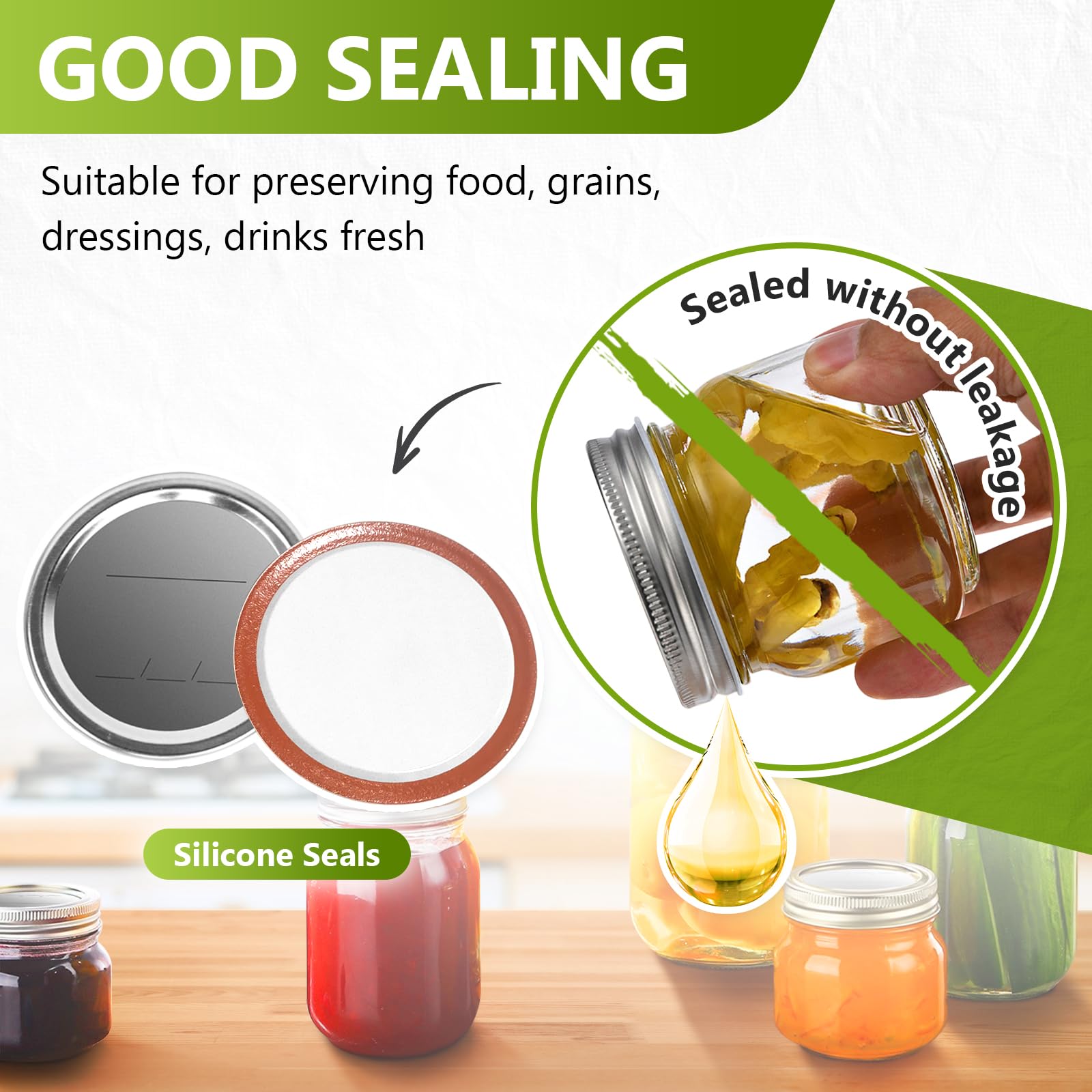 DSJIFGEW split-type lids with silicone seals ensure durable canning performance.