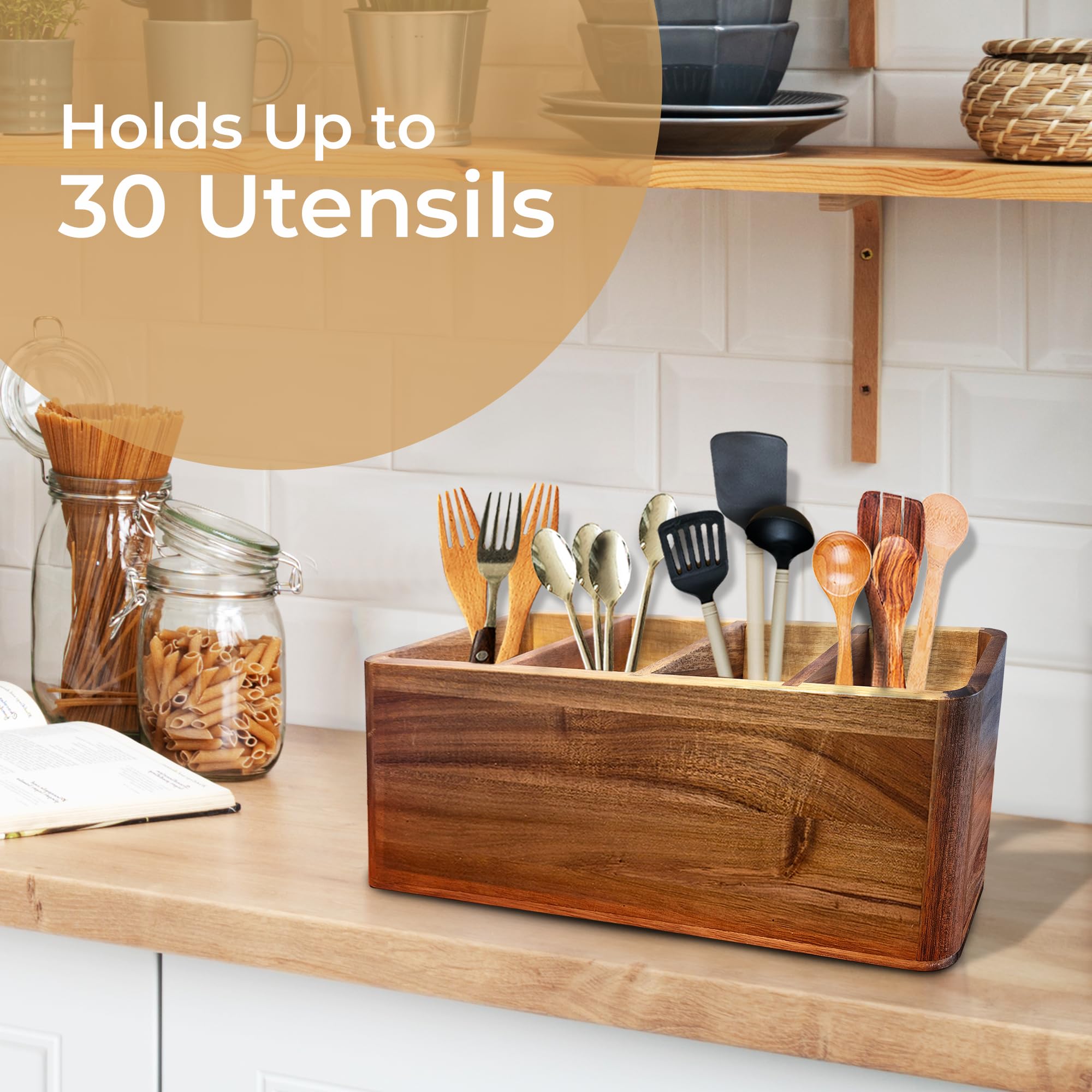 Dstuff utensil organizer notes exact size on packaging for counter layout