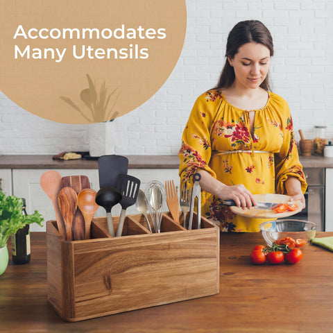 Dstuff stylish acacia kitchen holder complements modern or rustic decors