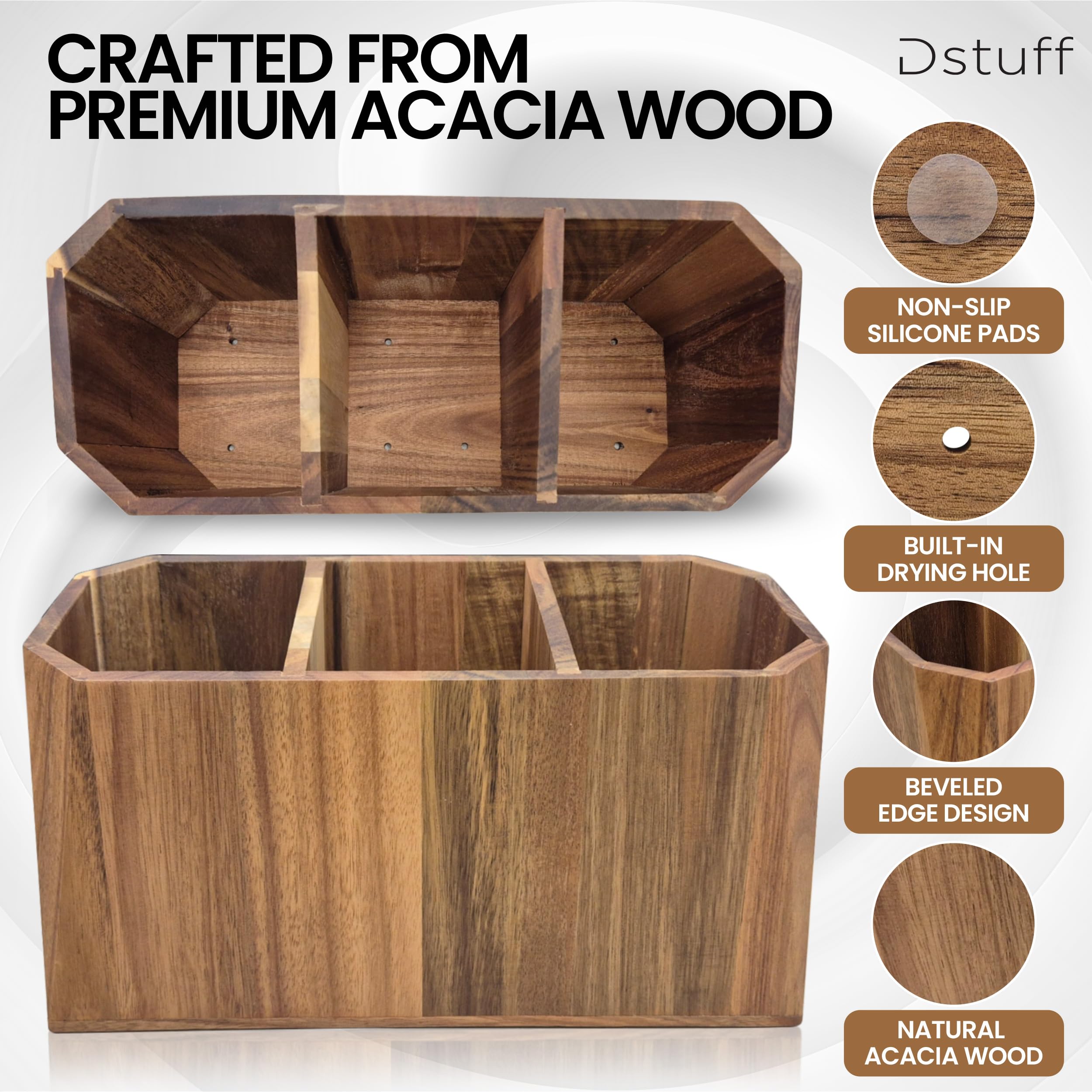 Dstuff utensil holder with beveled edge adds modern farmhouse style to your kitchen.
