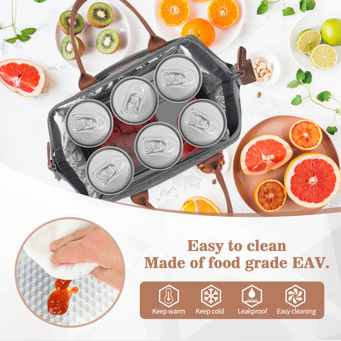 DTBG durable lunch tote features linen handles and dense nylon stitching.
