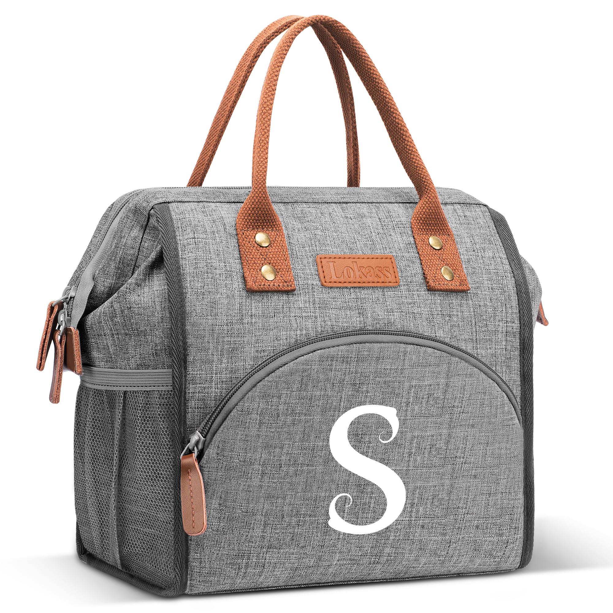 DTBG Initial Lunch Bag with wide-open design for quick, mess-free access.