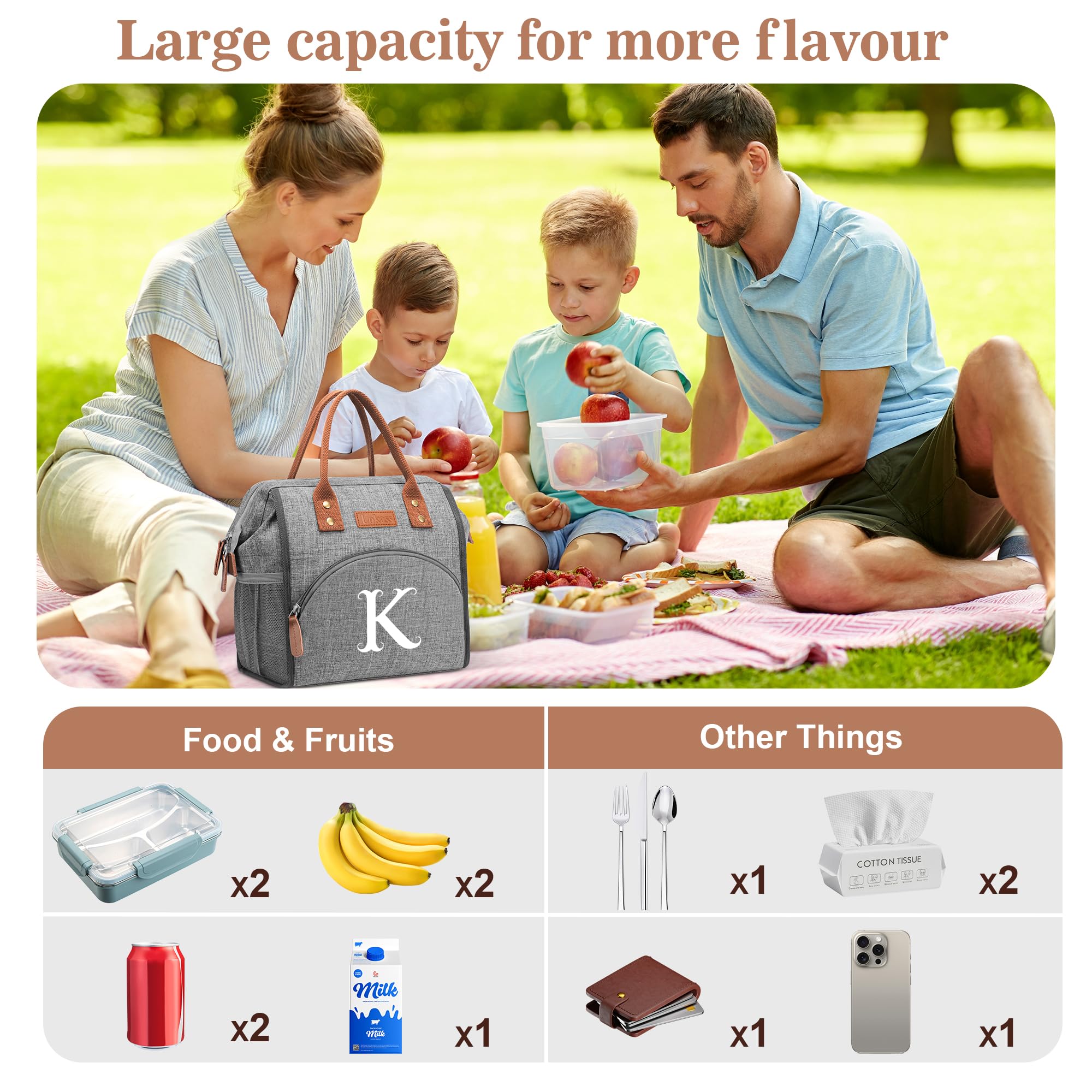 DTBG personalized initial lunch bag makes a thoughtful gift.