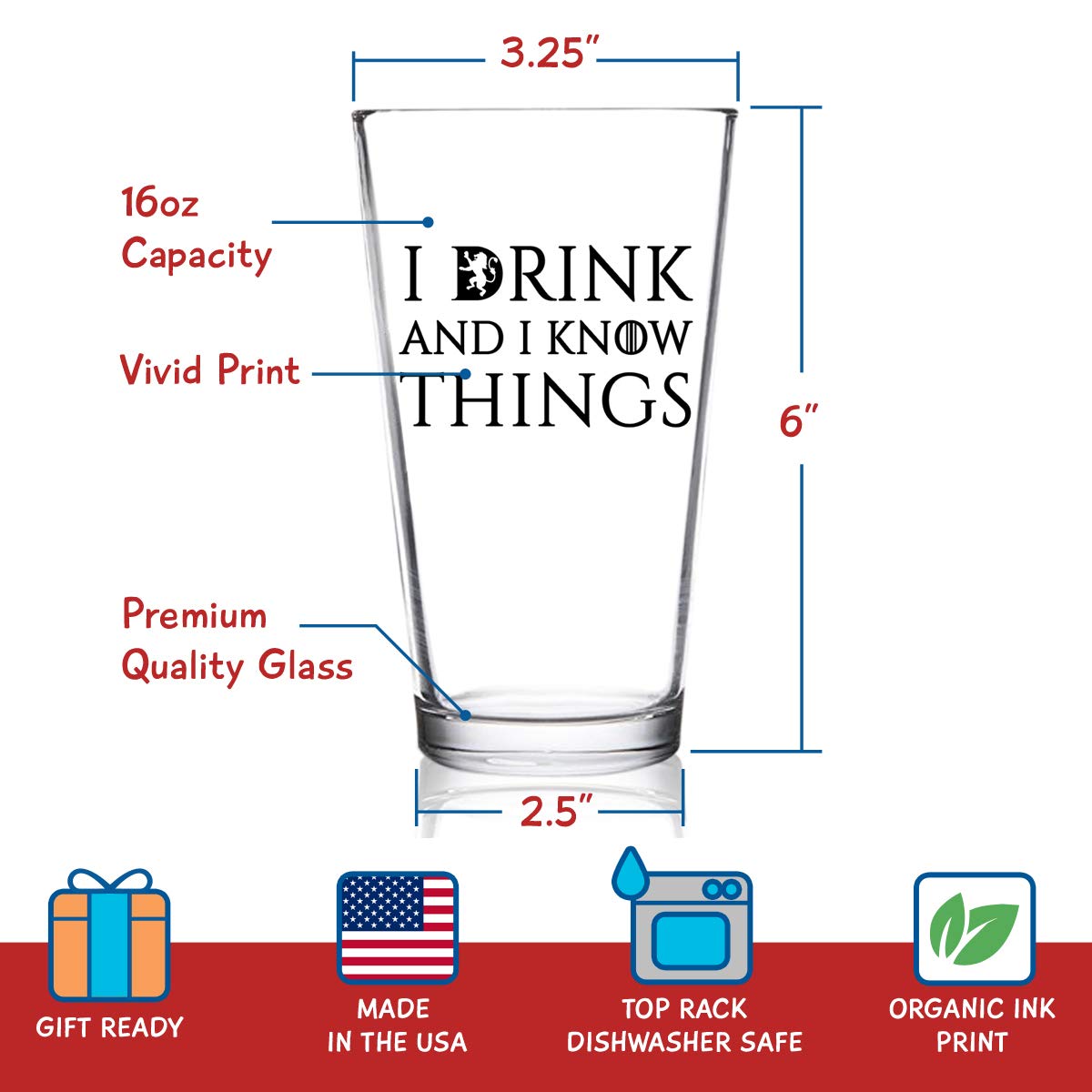 DU VINO USA-made durable beer glass captured from a side angle
