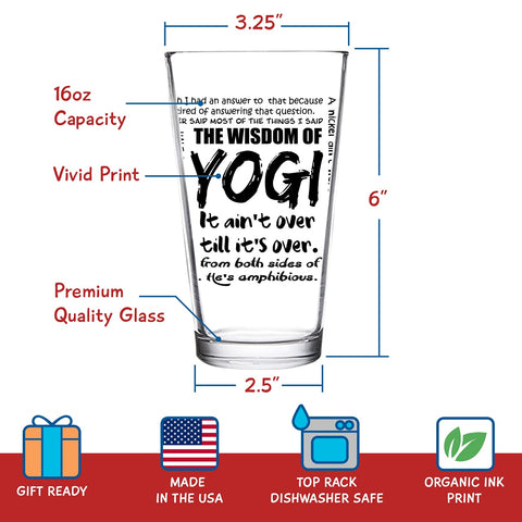 DU VINO Yogi-isms pint glass dishwasher-safe for daily use