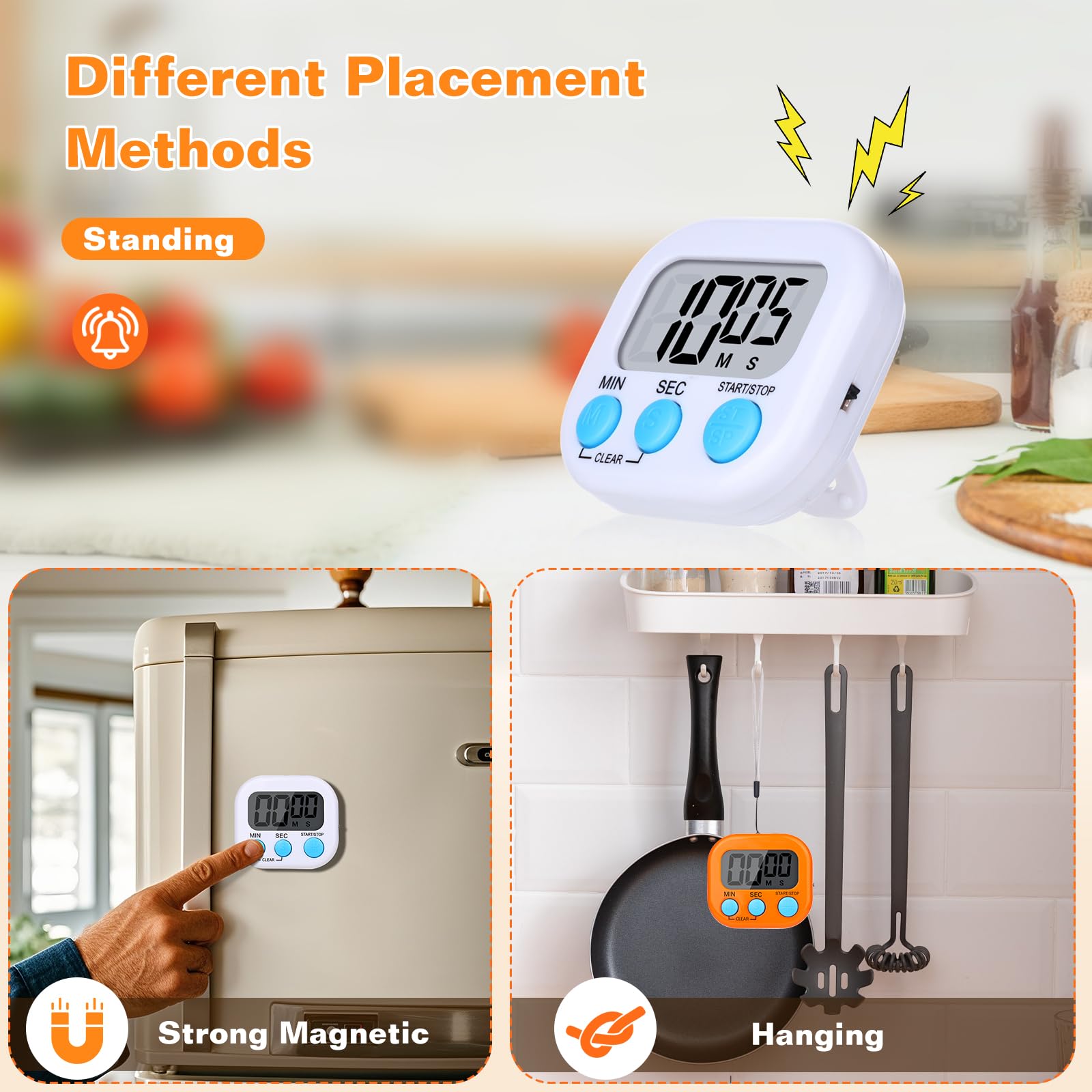 Dualshine timer showing large digits for easy visibility during meal prep