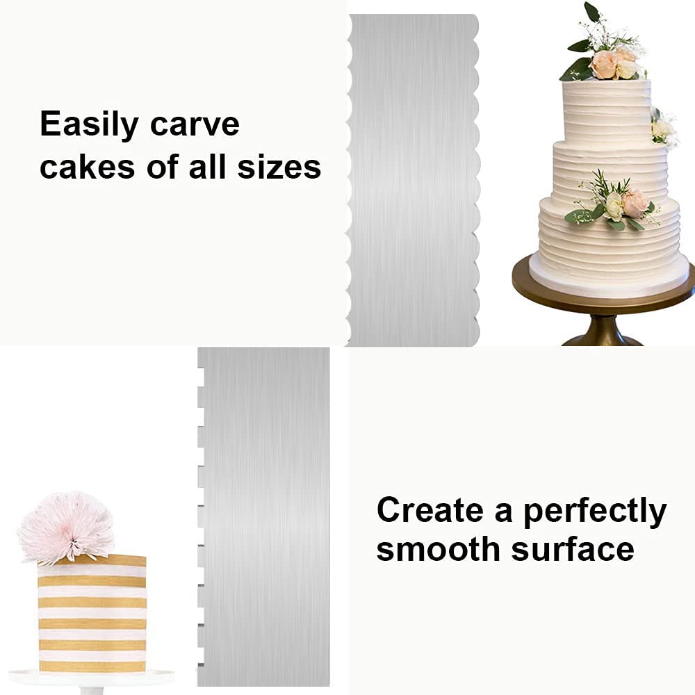 Dualshine wave edge cake scraper creates flowing patterns and smooth cake sides