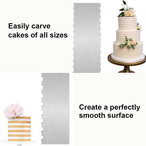 Dualshine wave edge cake scraper creates flowing patterns and smooth cake sides