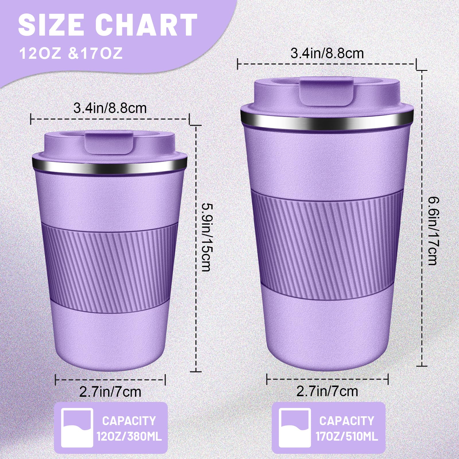 DUBUXW insulated coffee tumbler 17oz flip lid for easy one-handed use.